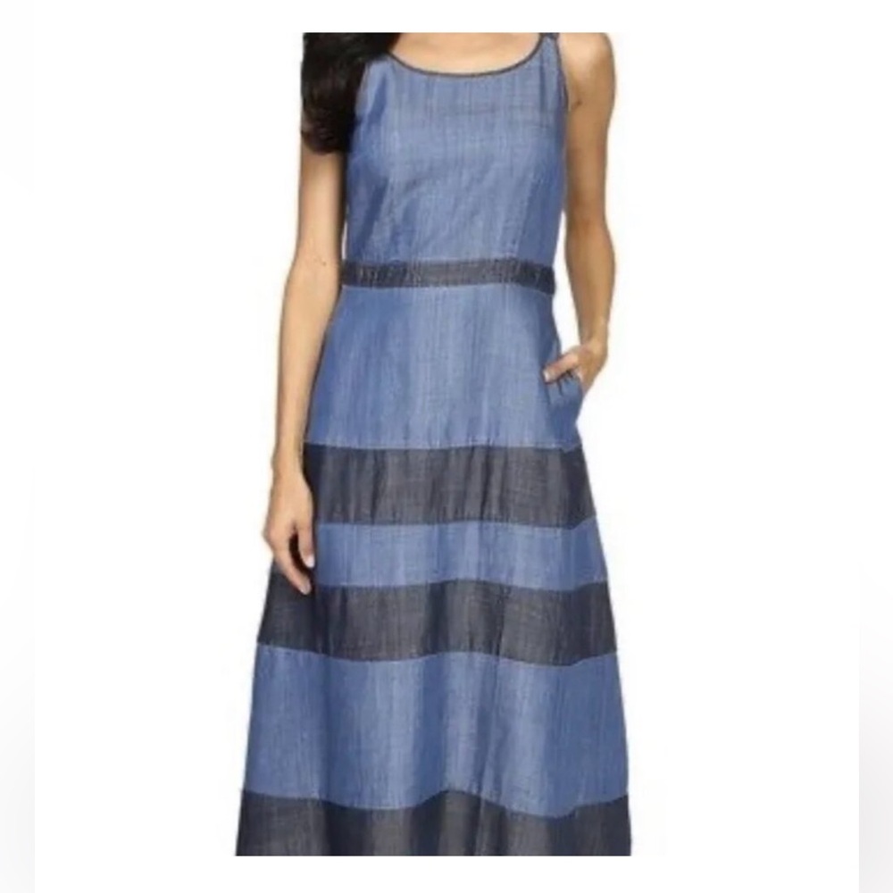 Tommy Bahama Chambray All Day Tiered Midi Dress Size 12